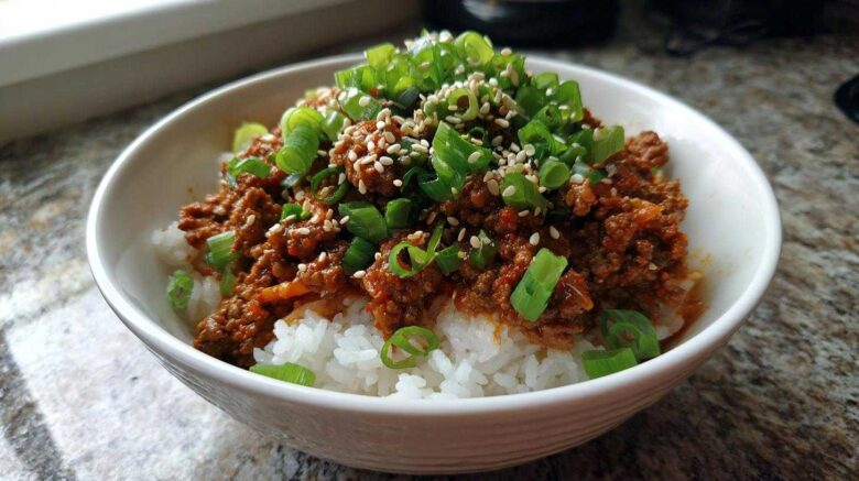 Korean Ground Beef and Rice Bowls