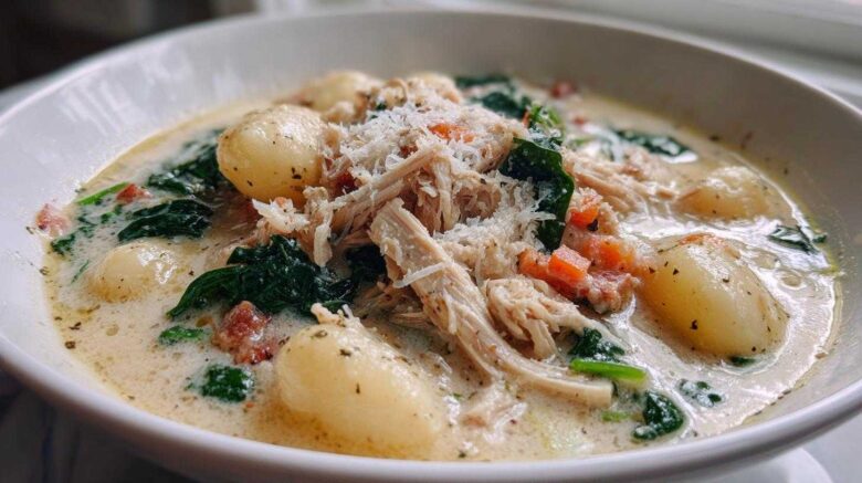 Slow Cooker Chicken Gnocchi Soup (Olive Garden Copycat)