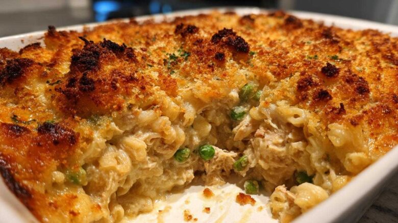 Cheesy tuna noodle casserole