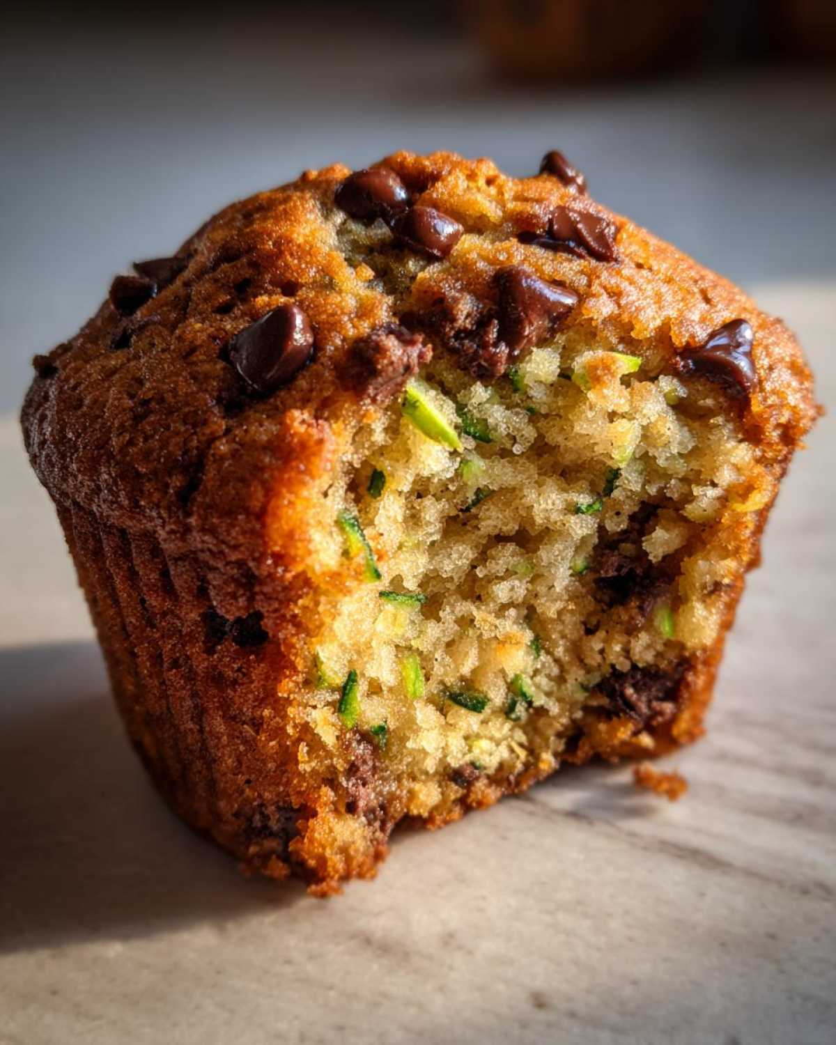 Chocolate chip zucchini muffins - detail 2