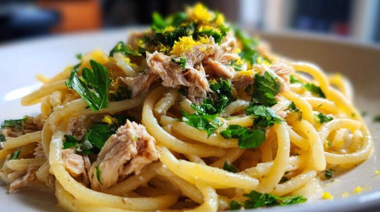 Lemon garlic tuna pasta