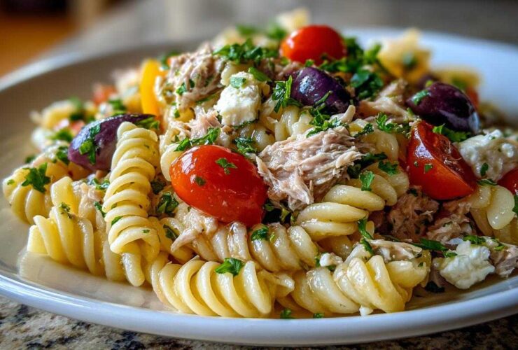 Mediterranean tuna pasta salad