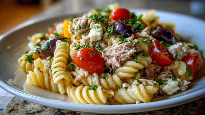 Mediterranean tuna pasta salad