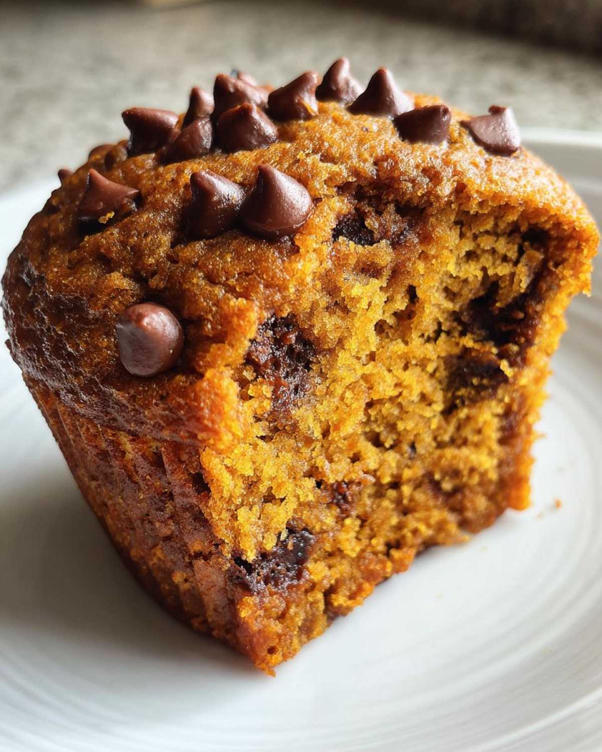 Pumpkin chocolate chip muffins - detail 1