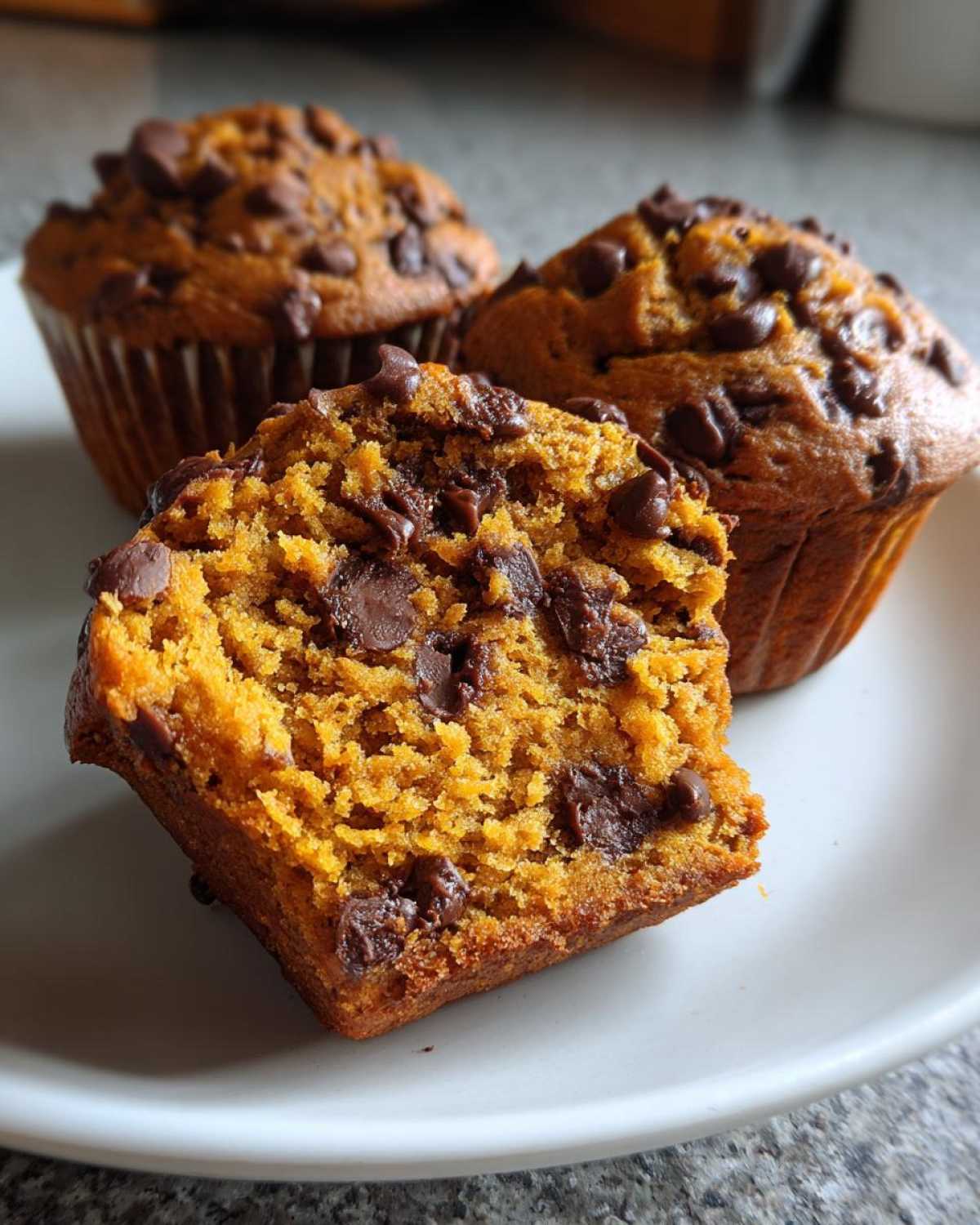 Pumpkin chocolate chip muffins - detail 2