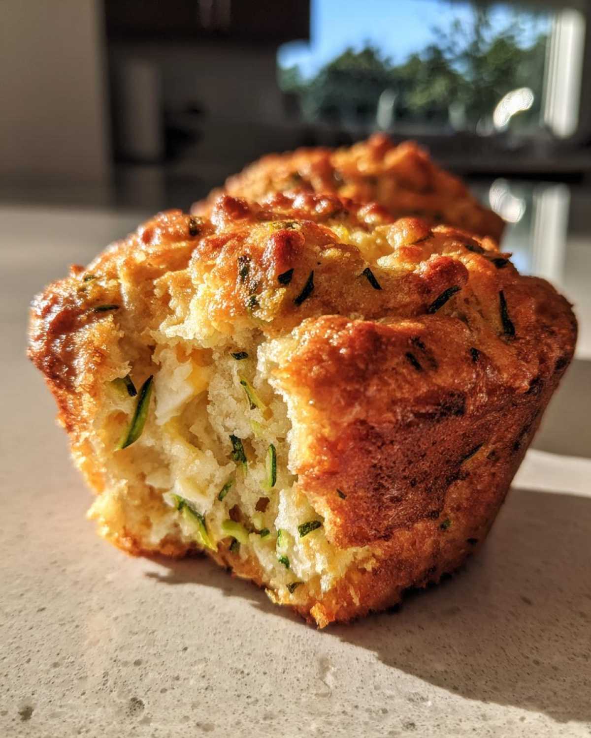 Savory zucchini cheese muffins - detail 1