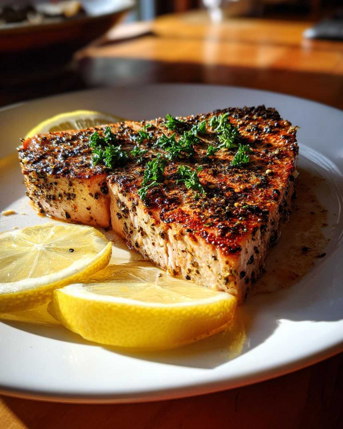 Seared tuna steak with lemon pepper - detail 1