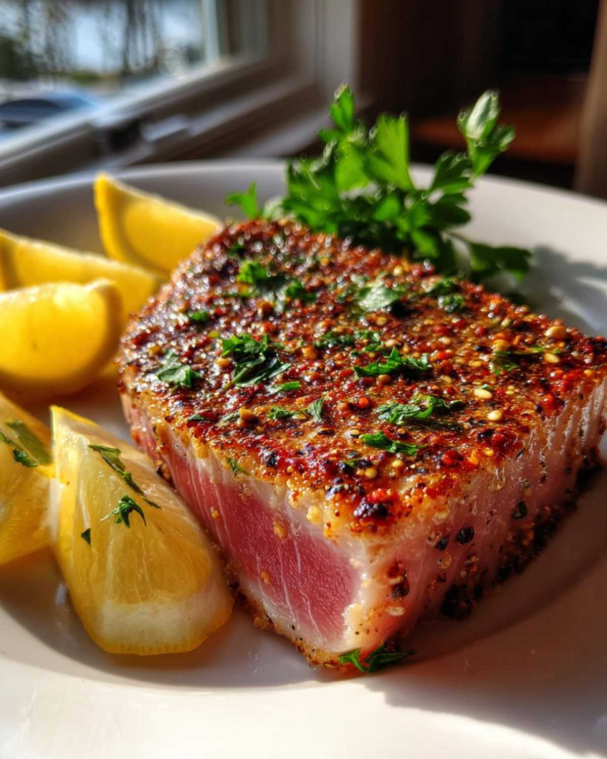 Seared tuna steak with lemon pepper - detail 3
