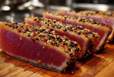 Sesame-crusted tuna steak