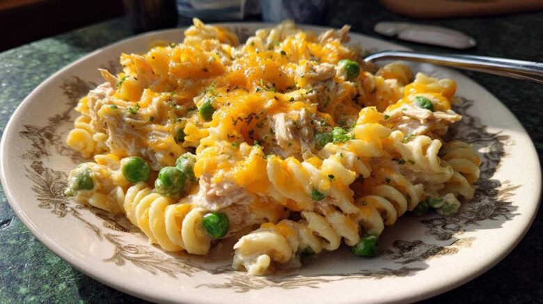 Slow cooker tuna noodle casserole