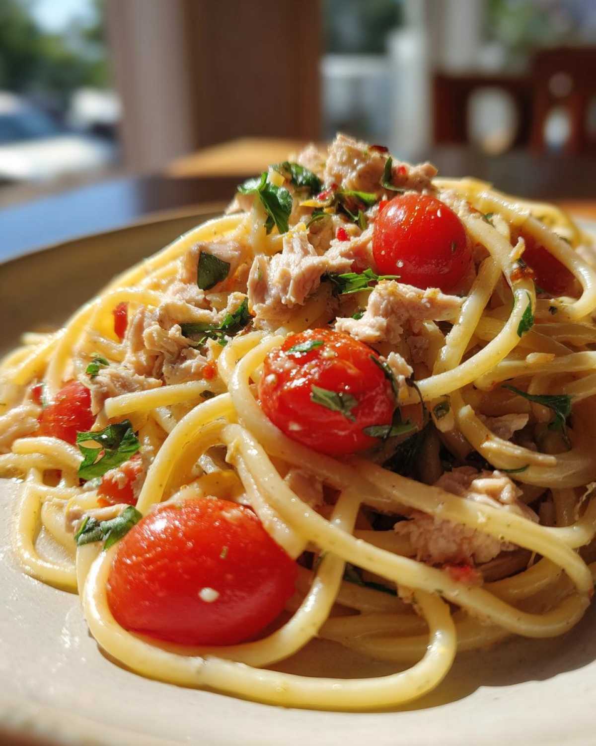 Tomato basil tuna pasta - detail 4