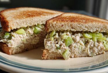 Tuna salad sandwich with celery