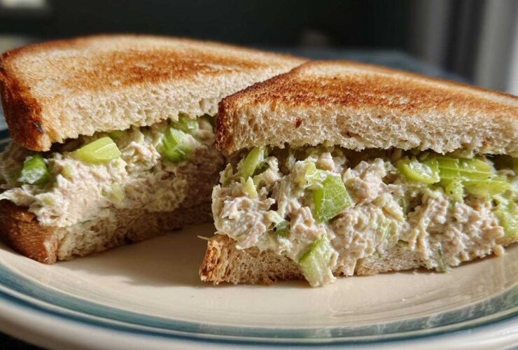 Tuna salad sandwich with celery