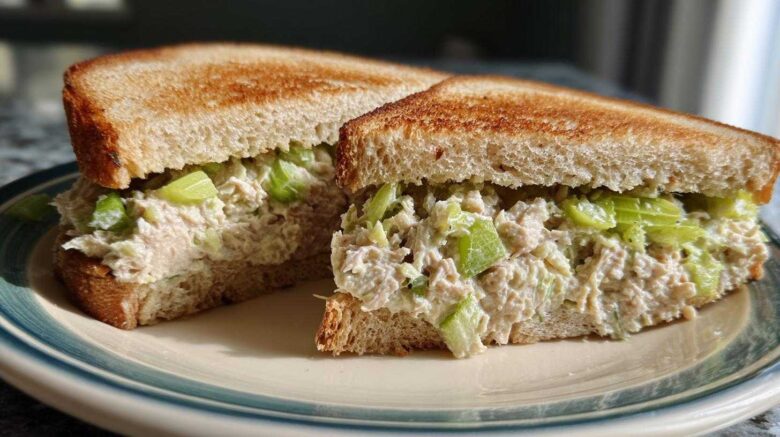 Tuna salad sandwich with celery
