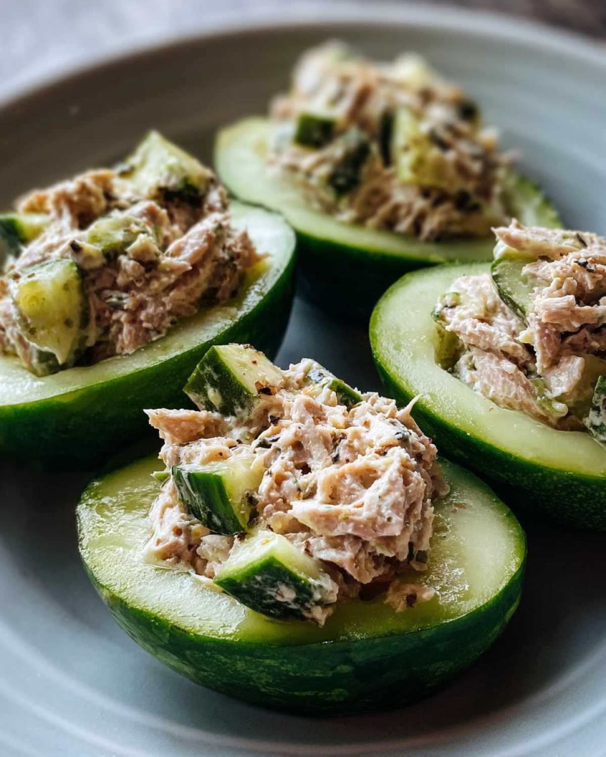 Tuna salad-stuffed cucumbers - detail 1