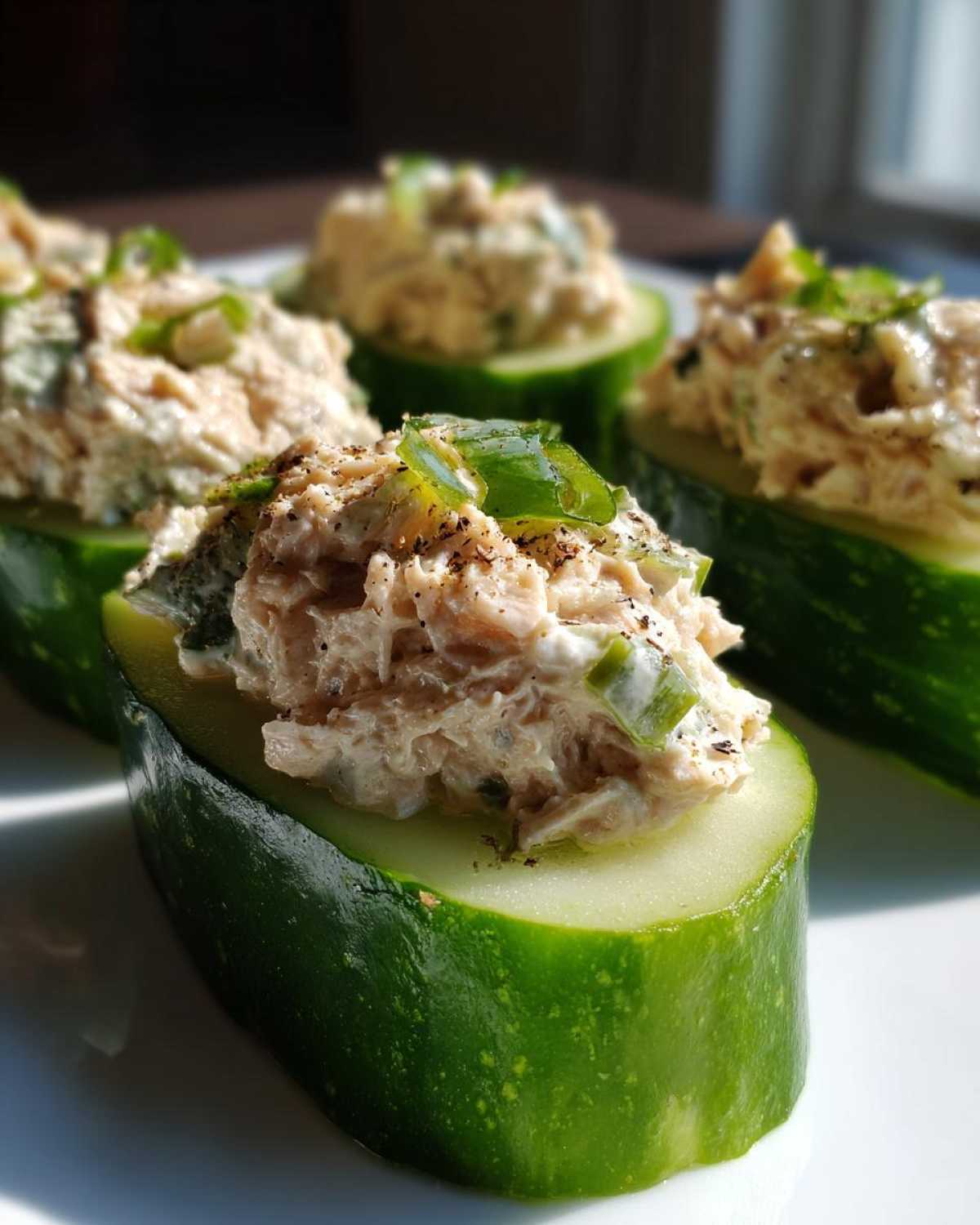 Tuna salad-stuffed cucumbers - detail 2
