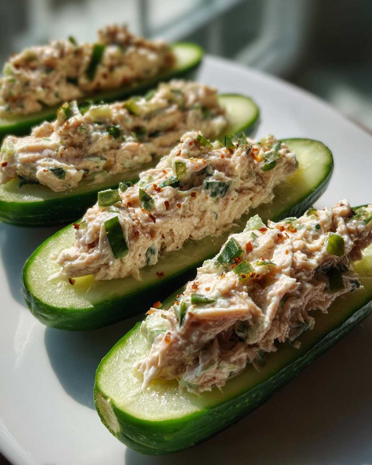 Tuna salad-stuffed cucumbers - detail 3