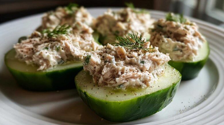 Tuna salad-stuffed cucumbers