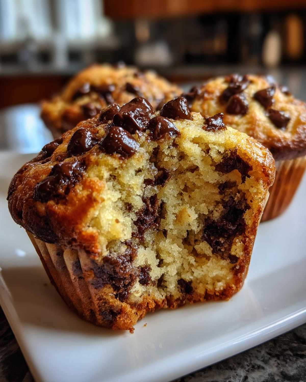 Vegan chocolate chip muffins - detail 1