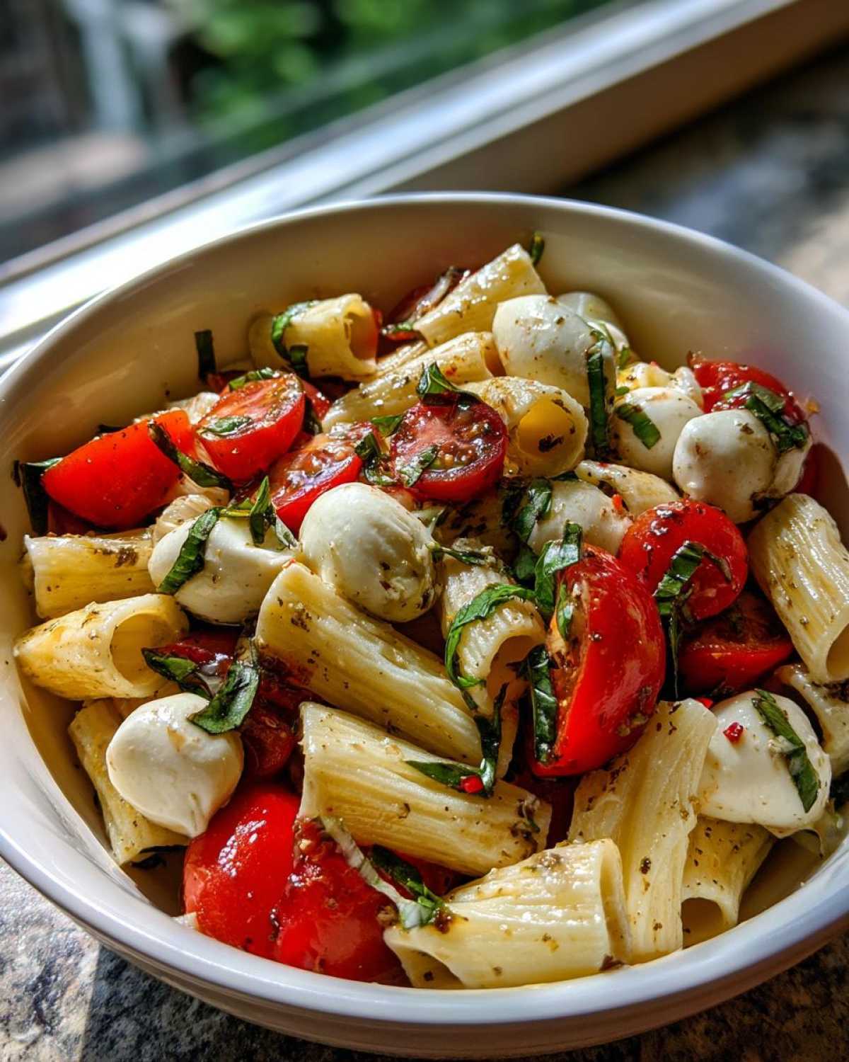 Caprese Pasta Salad with Fresh Mozzarella - detail 3