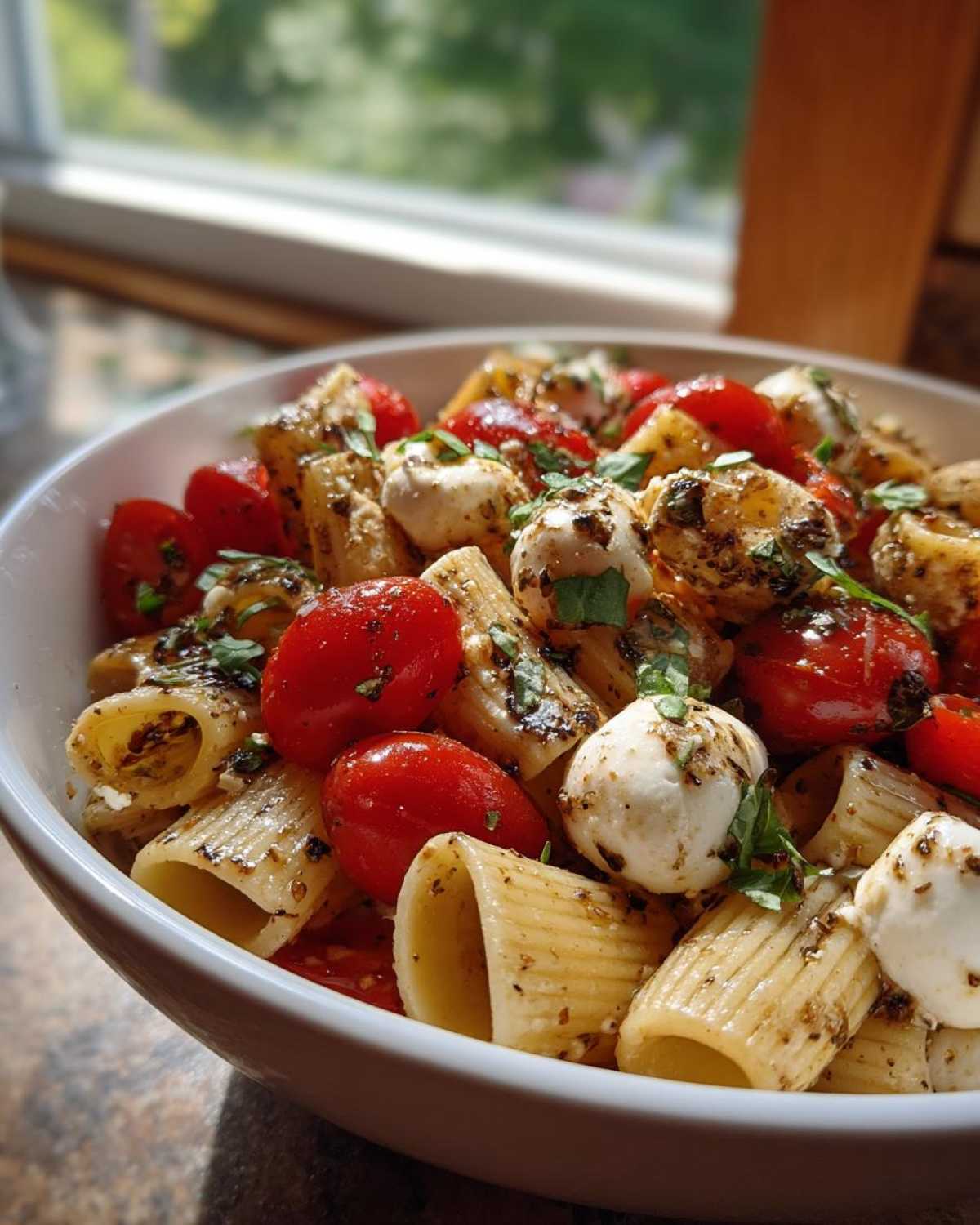 Caprese Pasta Salad with Fresh Mozzarella - detail 4