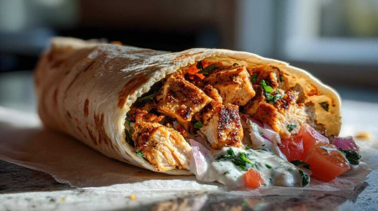 Chicken Shawarma Wraps with Garlic Sauce