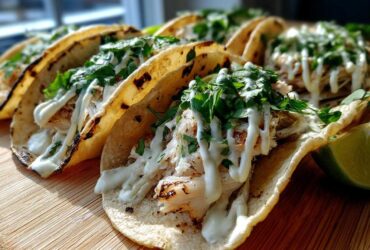Grilled Fish Tacos with Lime Crema