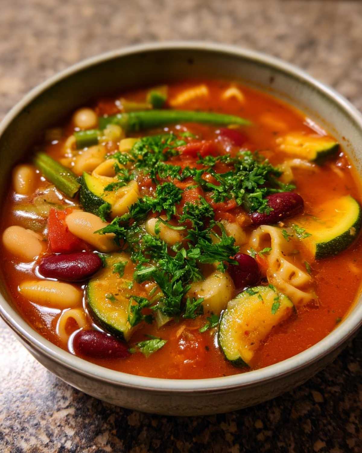Hearty Minestrone Soup (Vegetarian) - detail 2