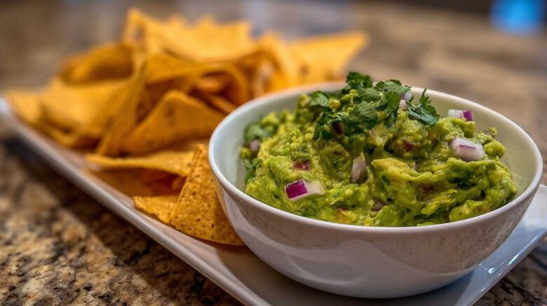 Homemade Guacamole with Baked Tortilla Chips