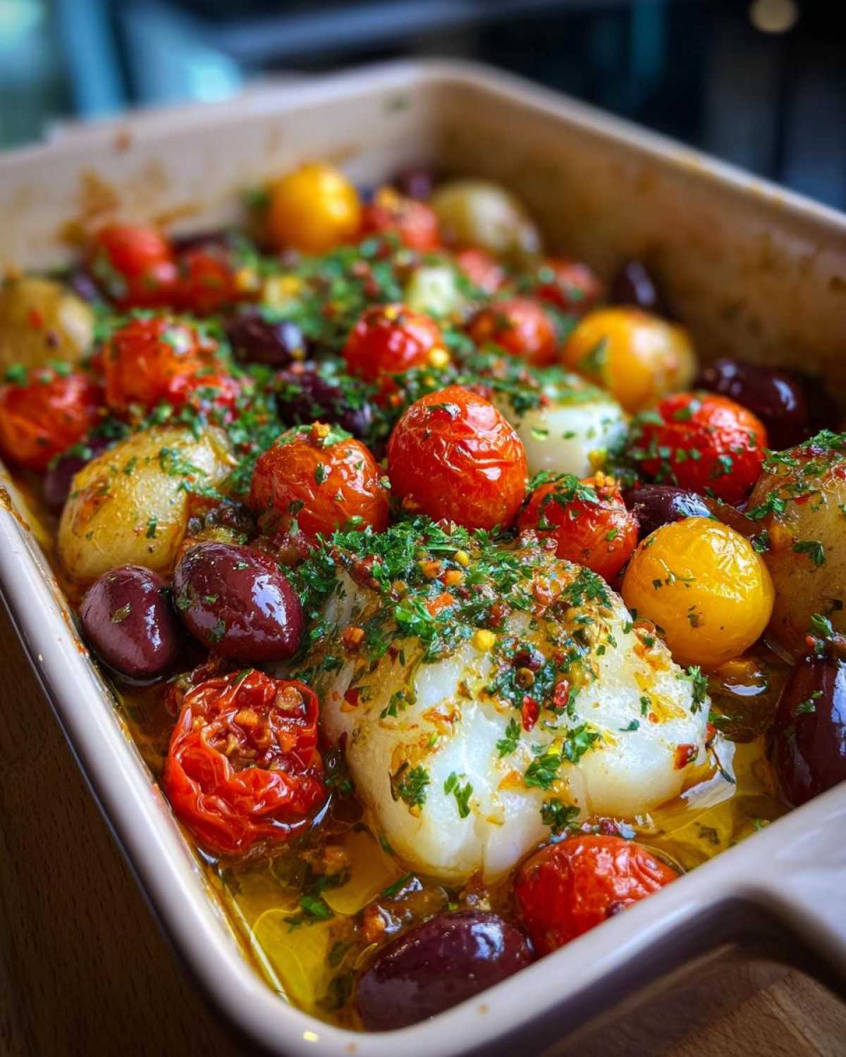 Mediterranean Baked Cod with Tomatoes & Olives - detail 1