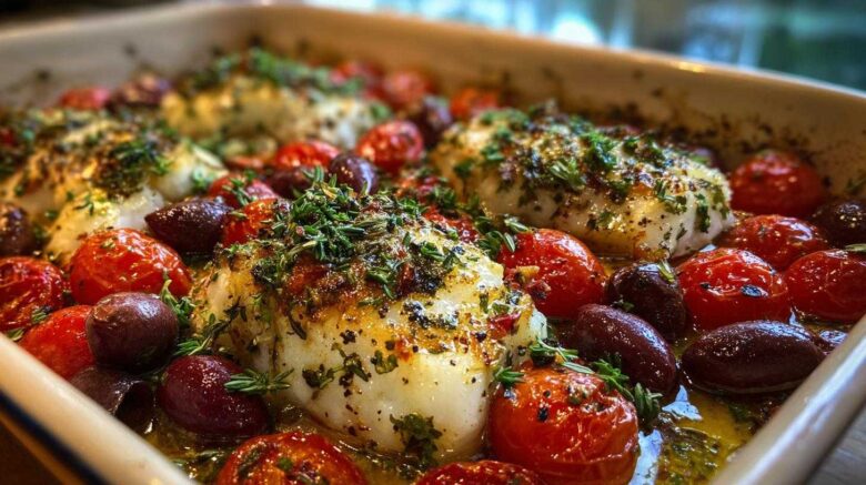 Mediterranean Baked Cod with Tomatoes & Olives