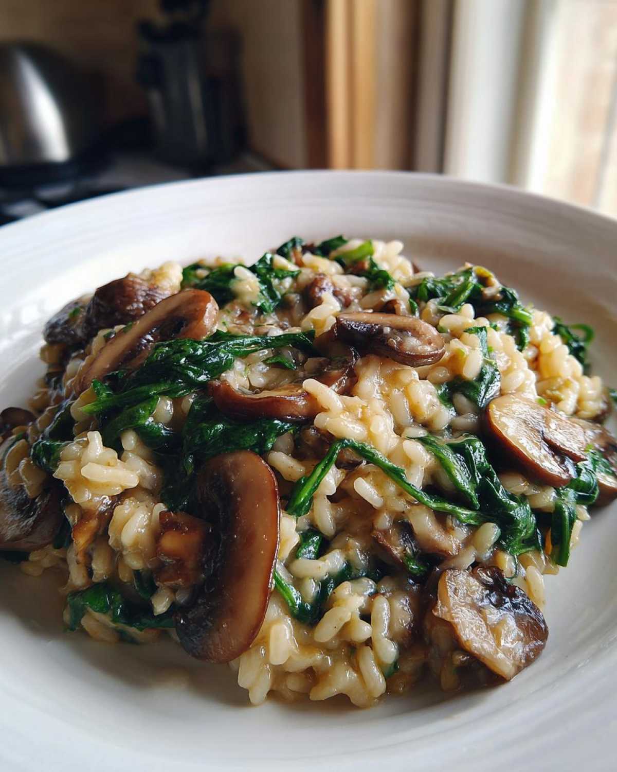 Mushroom and Spinach Risotto - detail 1