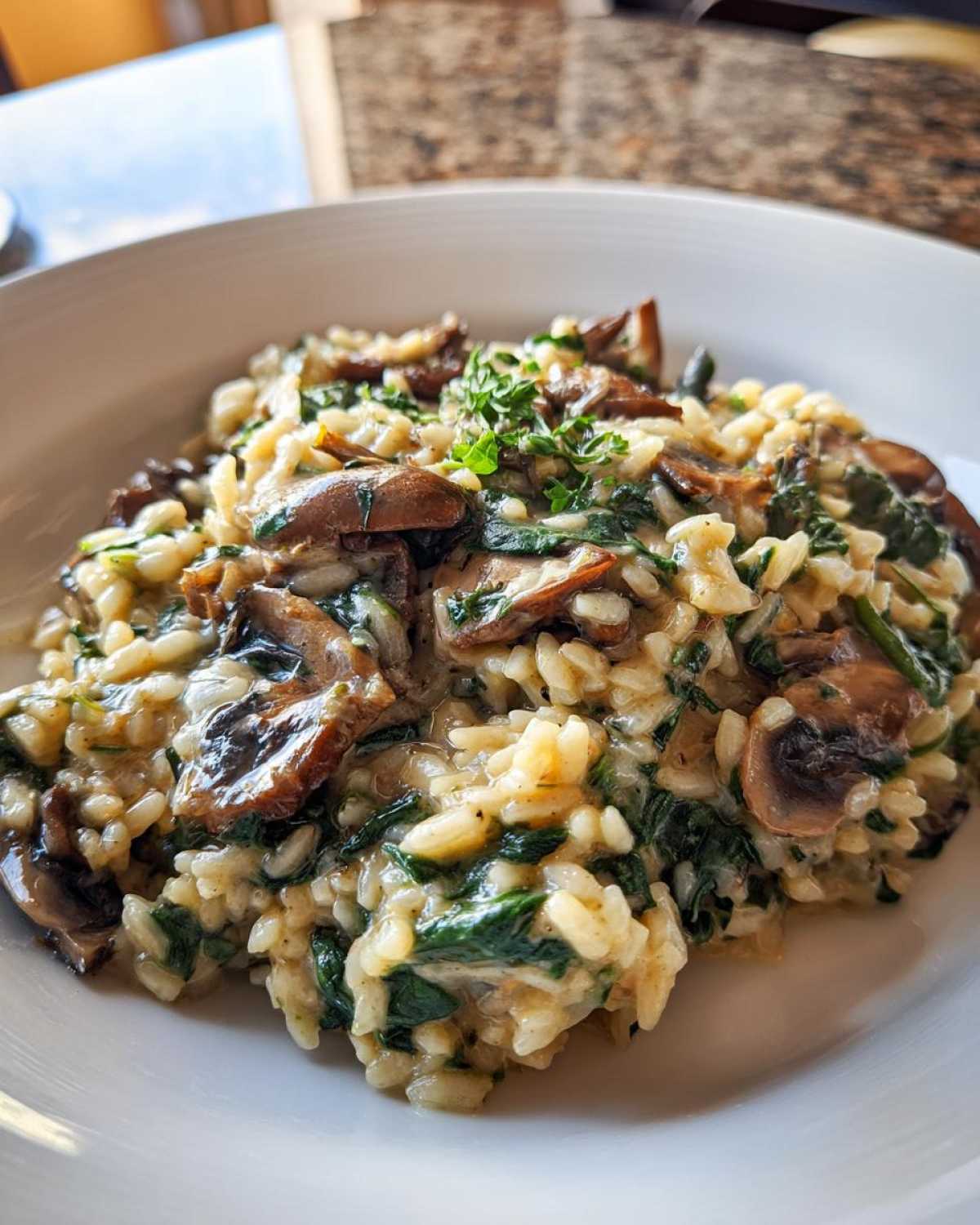 Mushroom and Spinach Risotto - detail 2
