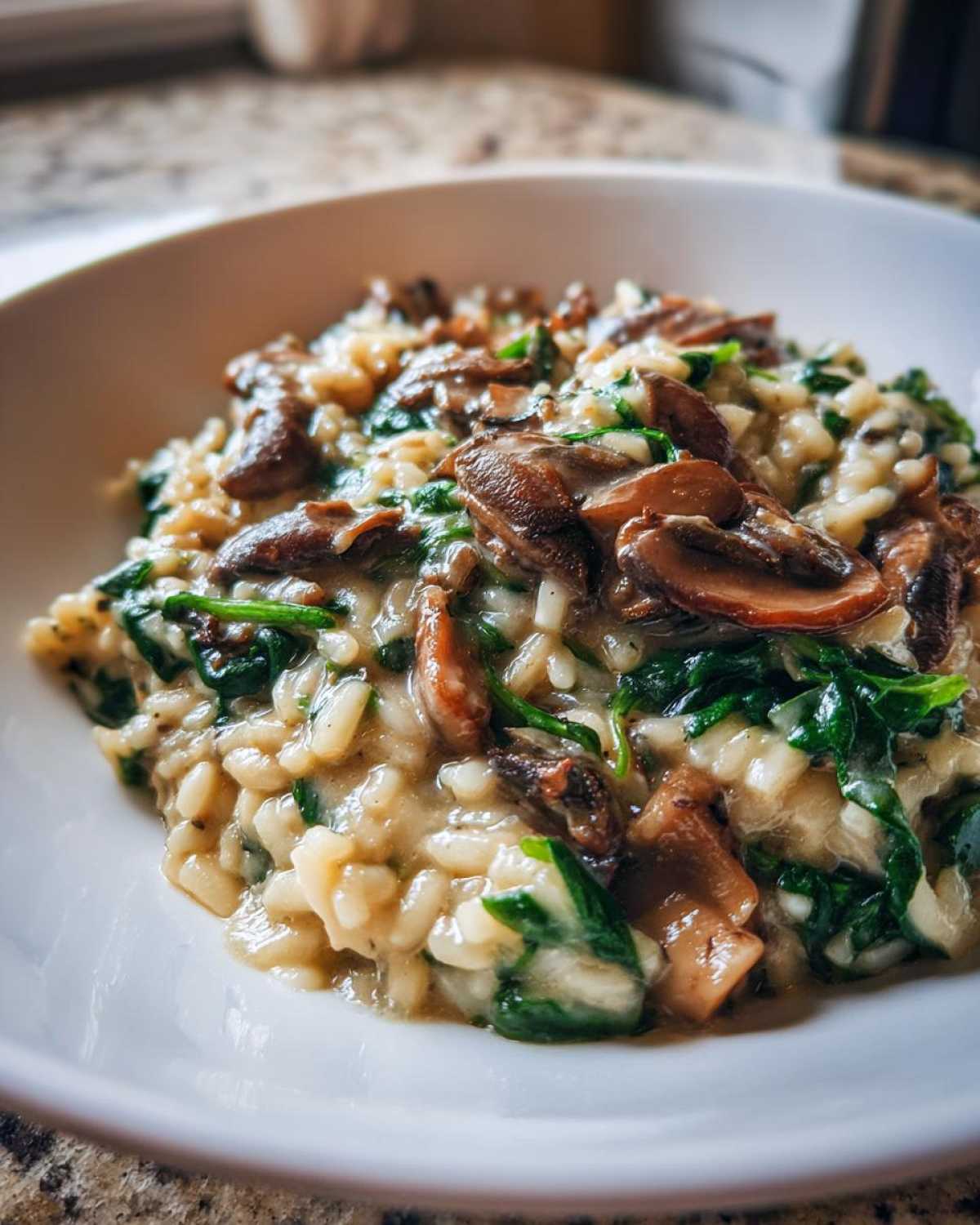 Mushroom and Spinach Risotto - detail 3