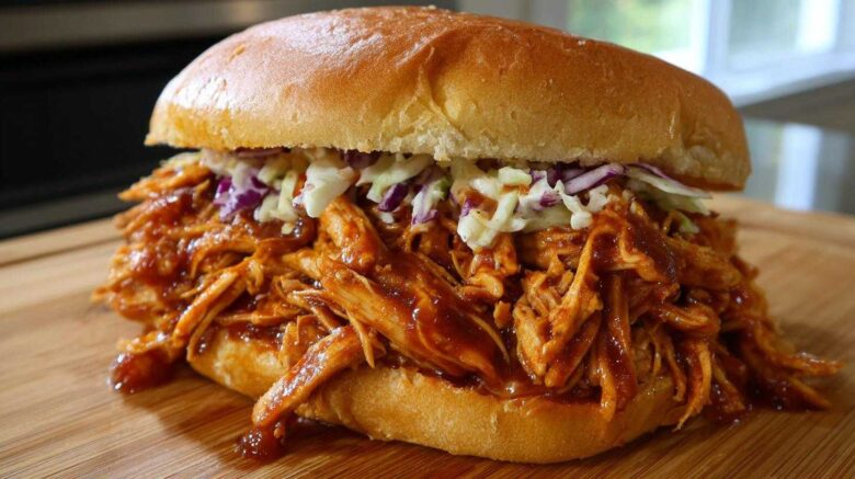 Slow Cooker BBQ Pulled Chicken Sandwiches