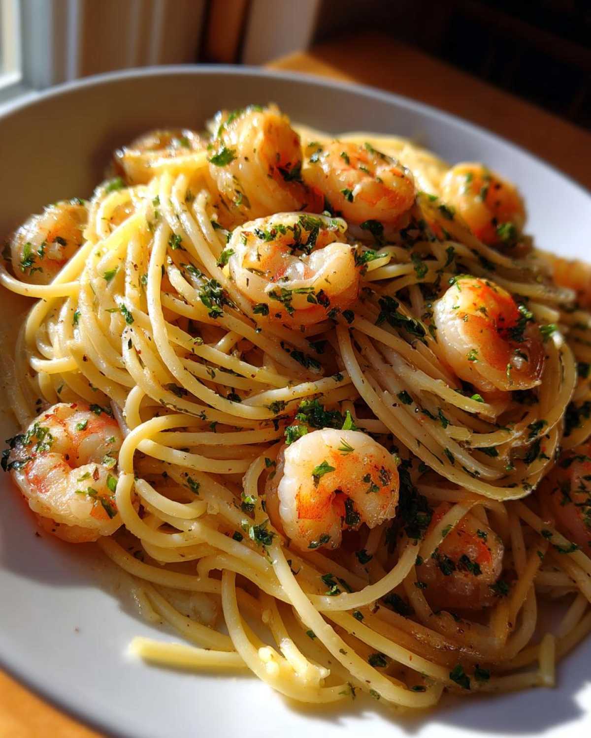 Spaghetti Aglio e Olio with Shrimp - detail 2