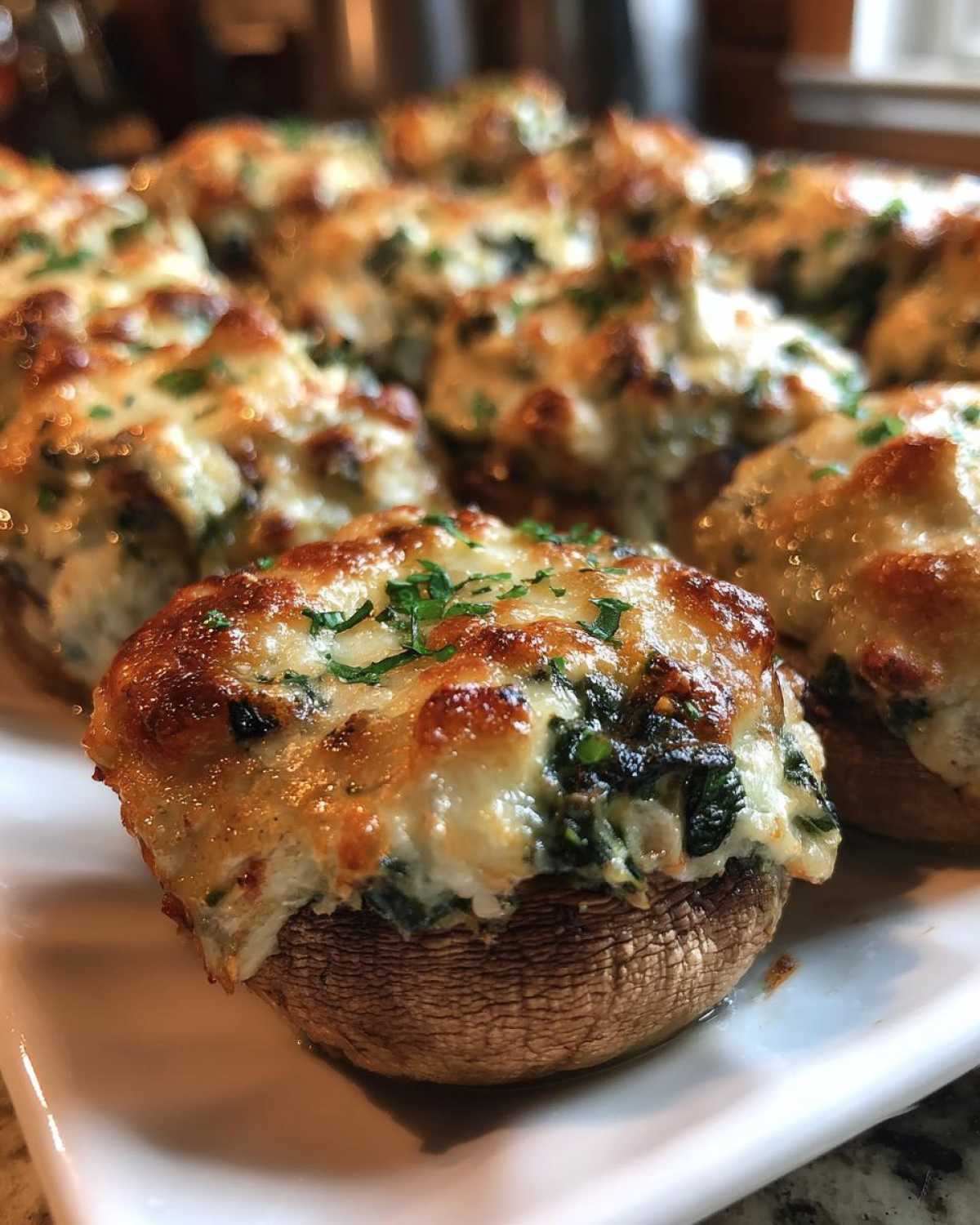Spinach Artichoke Stuffed Mushrooms - detail 2