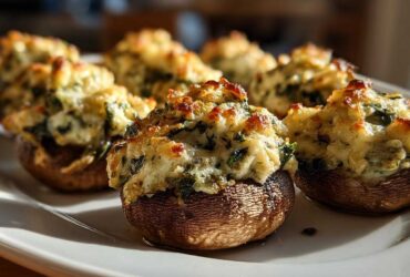 Spinach Artichoke Stuffed Mushrooms