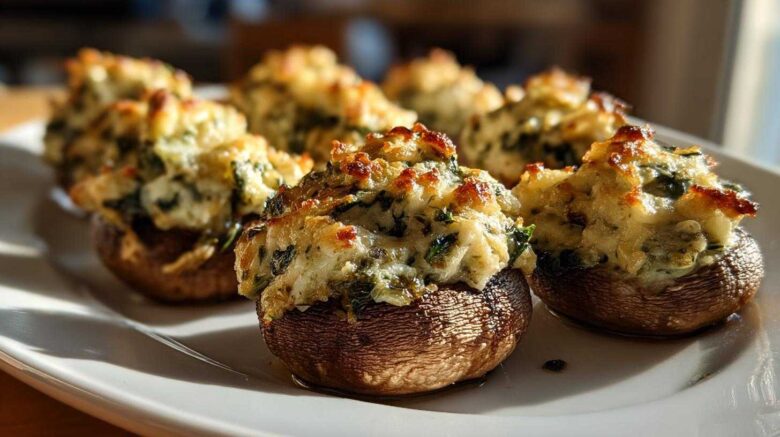 Spinach Artichoke Stuffed Mushrooms