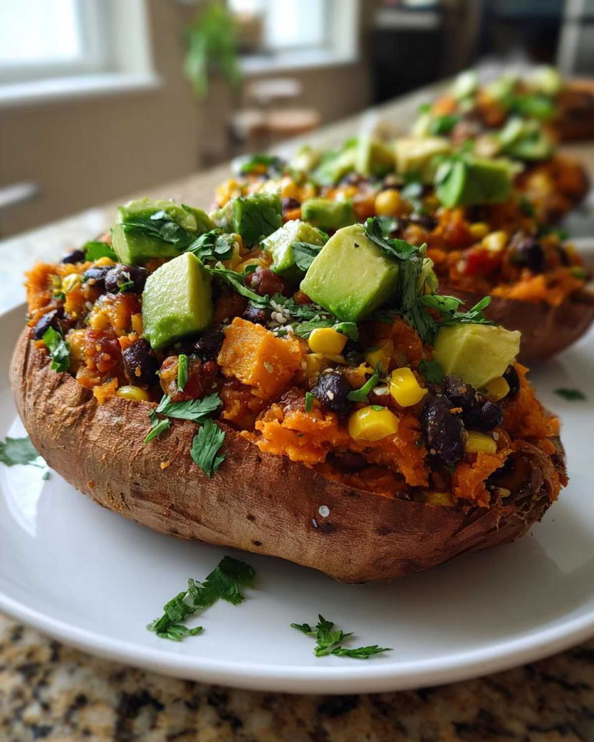 Stuffed Sweet Potatoes with Black Beans & Avocado - detail 1