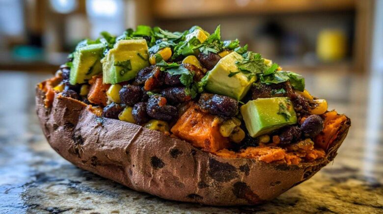 Stuffed Sweet Potatoes with Black Beans & Avocado