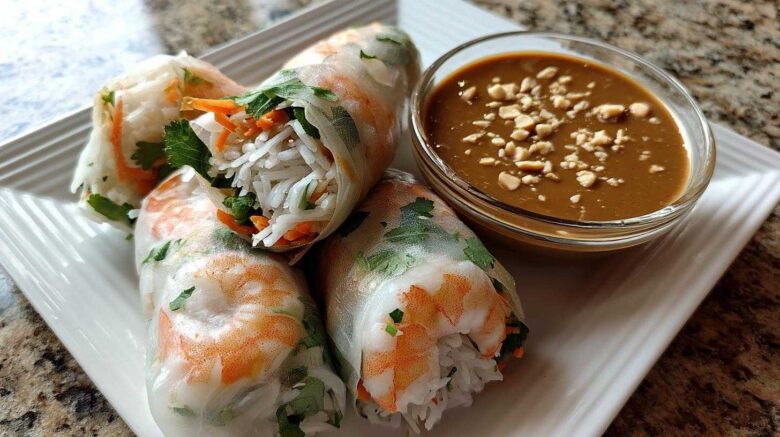 Summer Roll (Fresh Spring Roll) with Peanut Sauce
