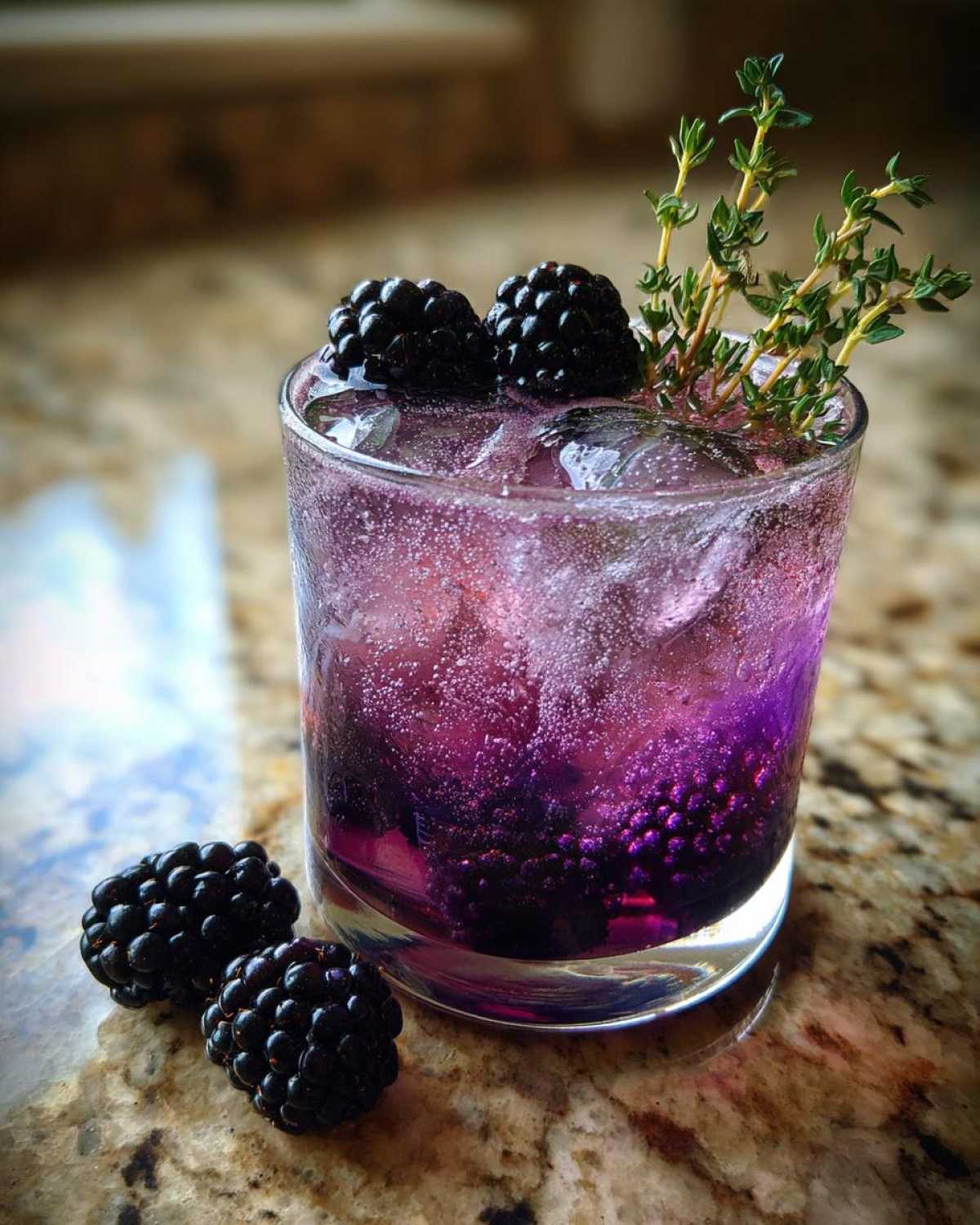 Blackberry Thyme Sparkler (Craft Mocktail for Fancy Feels) - detail 1