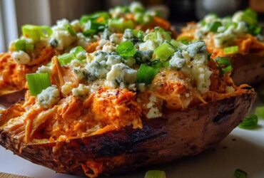 Buffalo Chicken Stuffed Sweet Potatoes (Game-Changing Flavor Combo)
