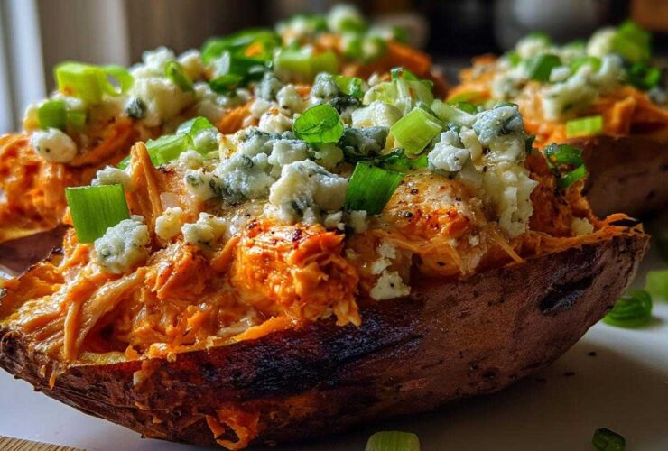 Buffalo Chicken Stuffed Sweet Potatoes (Game-Changing Flavor Combo)