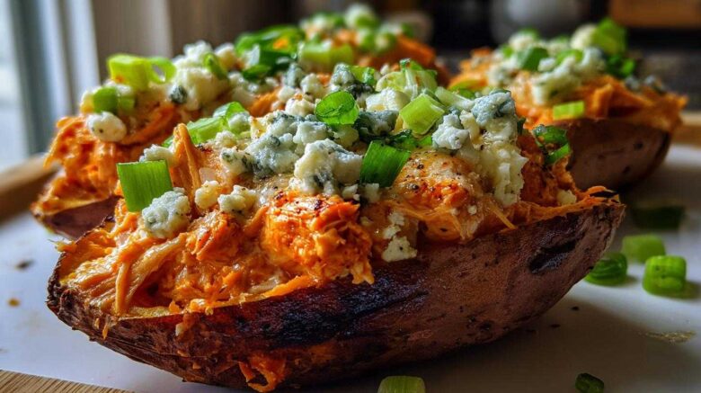 Buffalo Chicken Stuffed Sweet Potatoes (Game-Changing Flavor Combo)