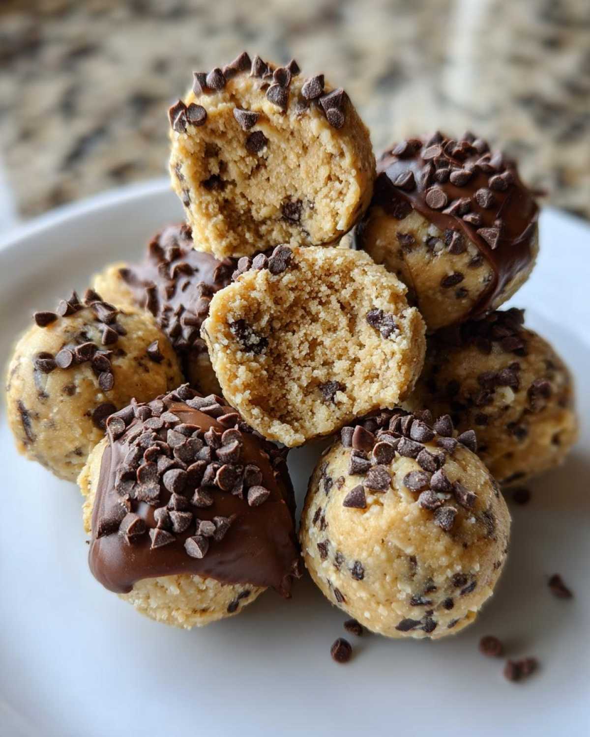 Chocolate Chip Cookie Dough Truffles (Egg-Free Edible Cookie Dough Bites) - detail 1
