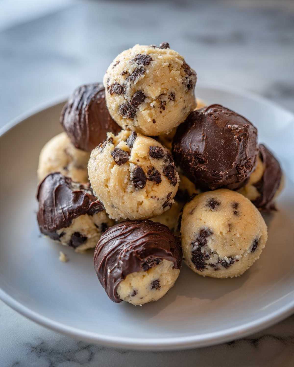 Chocolate Chip Cookie Dough Truffles (Egg-Free Edible Cookie Dough Bites) - detail 3