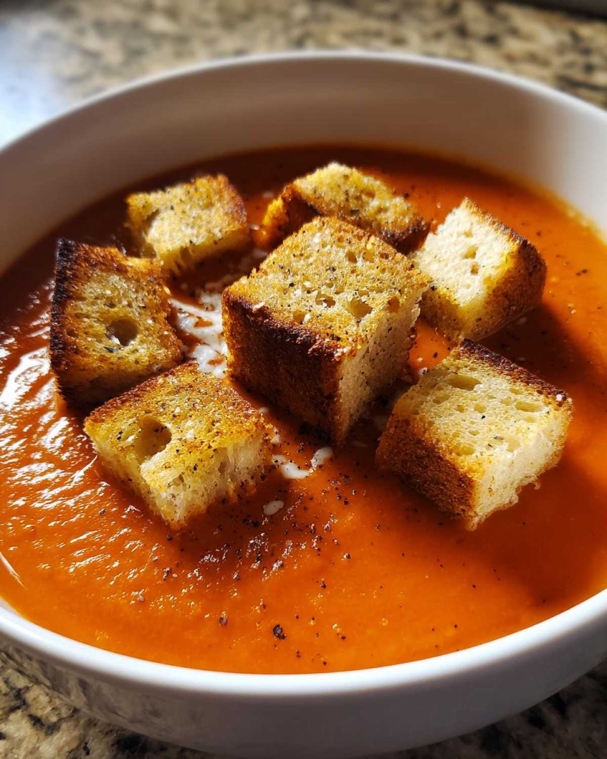 Creamy Tomato Basil Soup with Grilled Cheese Croutons (Cozy Upgrade) - detail 1