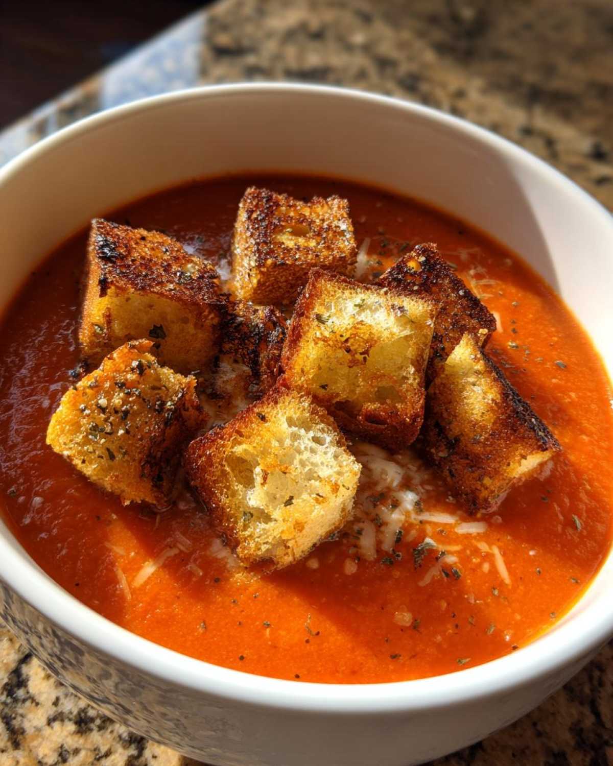 Creamy Tomato Basil Soup with Grilled Cheese Croutons (Cozy Upgrade) - detail 3